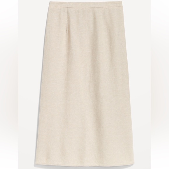 Old Navy Dresses & Skirts - Old Navy Mid-Rise Linen Blend Midi Skirt, NWT, Color Natural